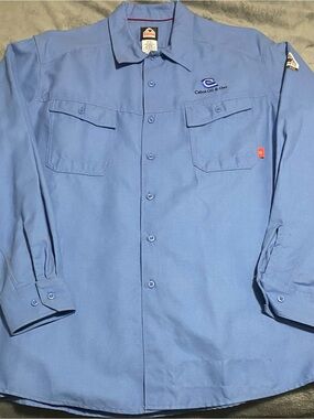 Bulwark Men’s Light Blue Long-Sleeve Button-Down Work Shirt